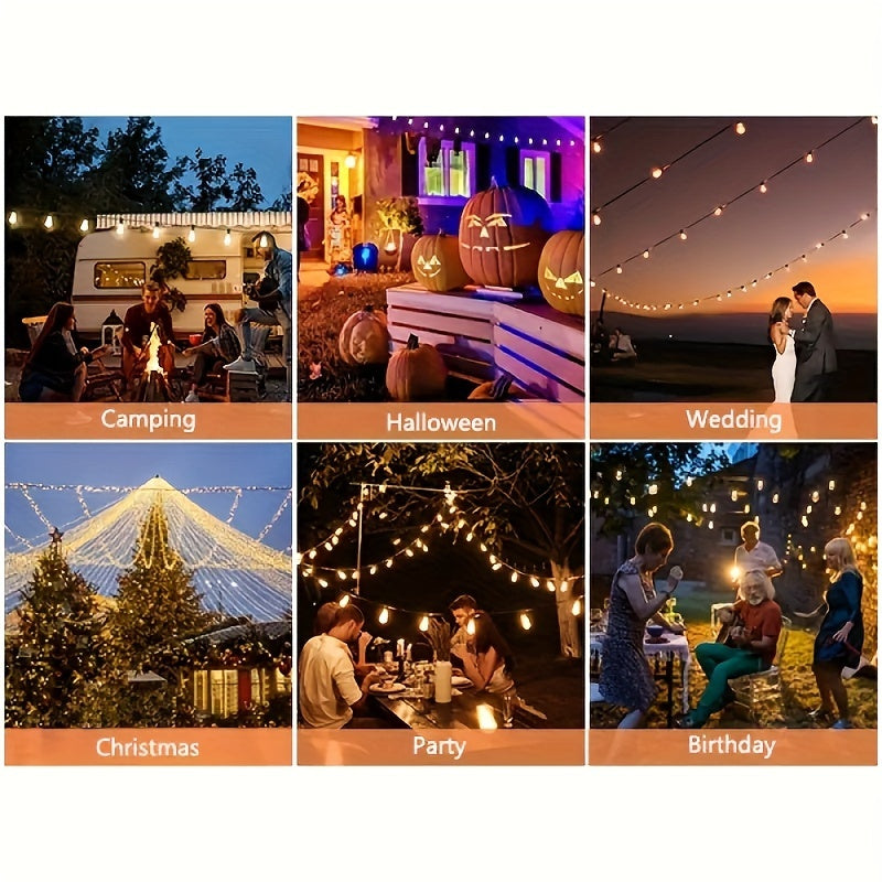 Solar Powered Outdoor String Lights With Remote LED Bulbs