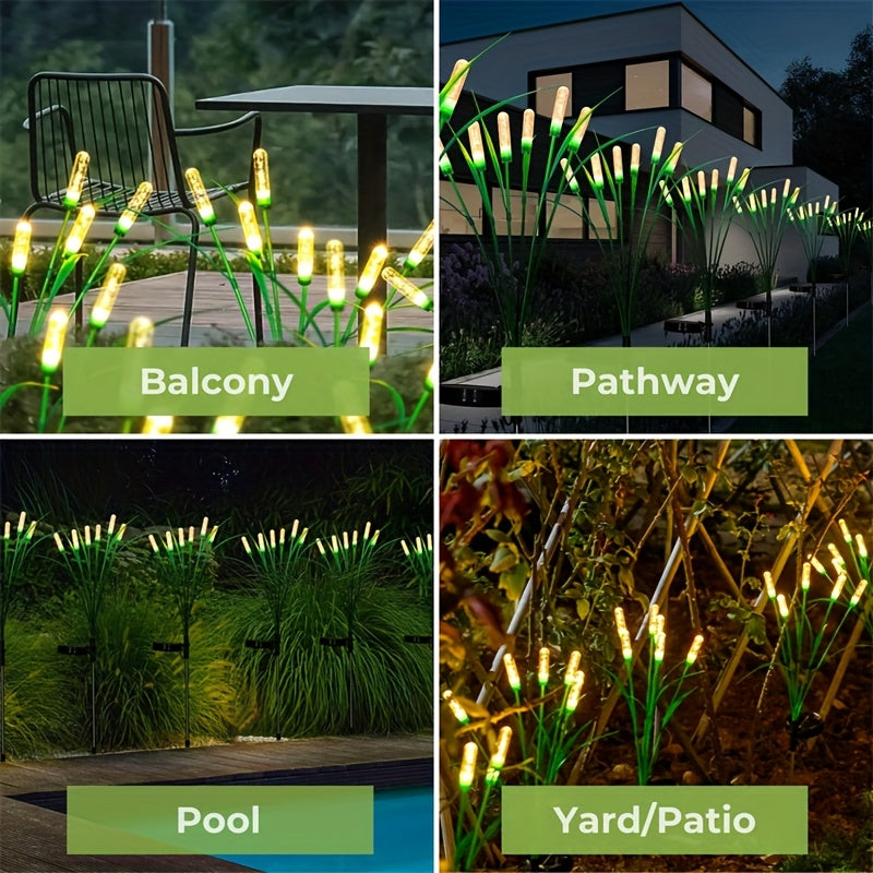 Solar Garden Reed Lights Set With Bright Led Outdoor Paths