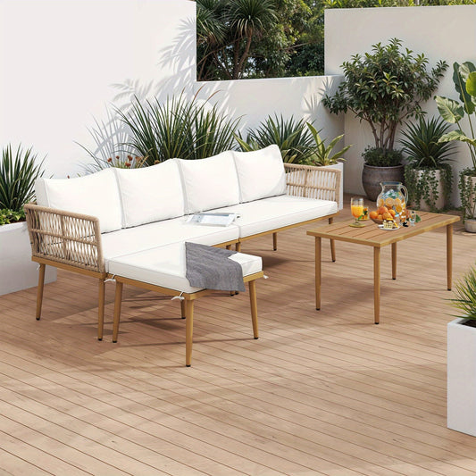 Xelsyo Outdoor Sectional Sofa Set With Coffee Table