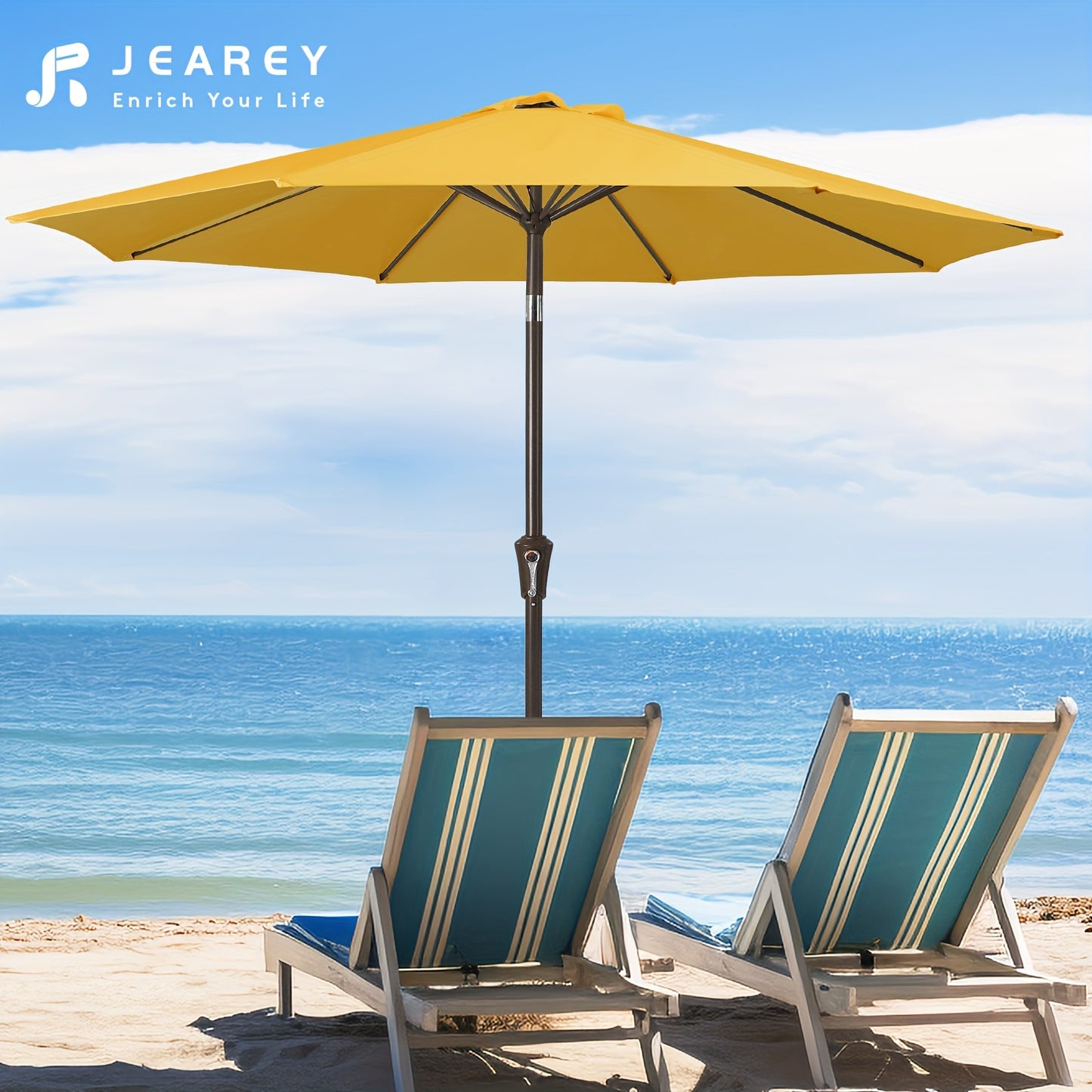 Adjustable Patio Sunshade Umbrella With Crank Tilt Mechanism
