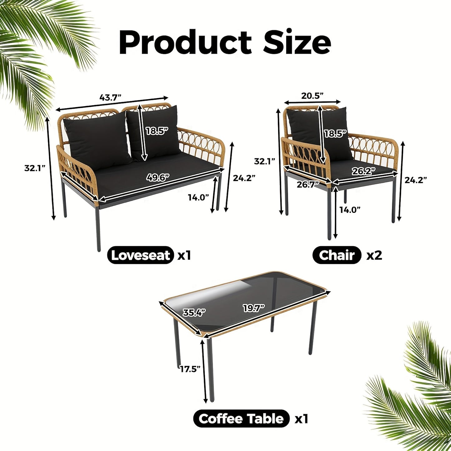 Tropow Outdoor Wicker Patio Conversation Set With Table