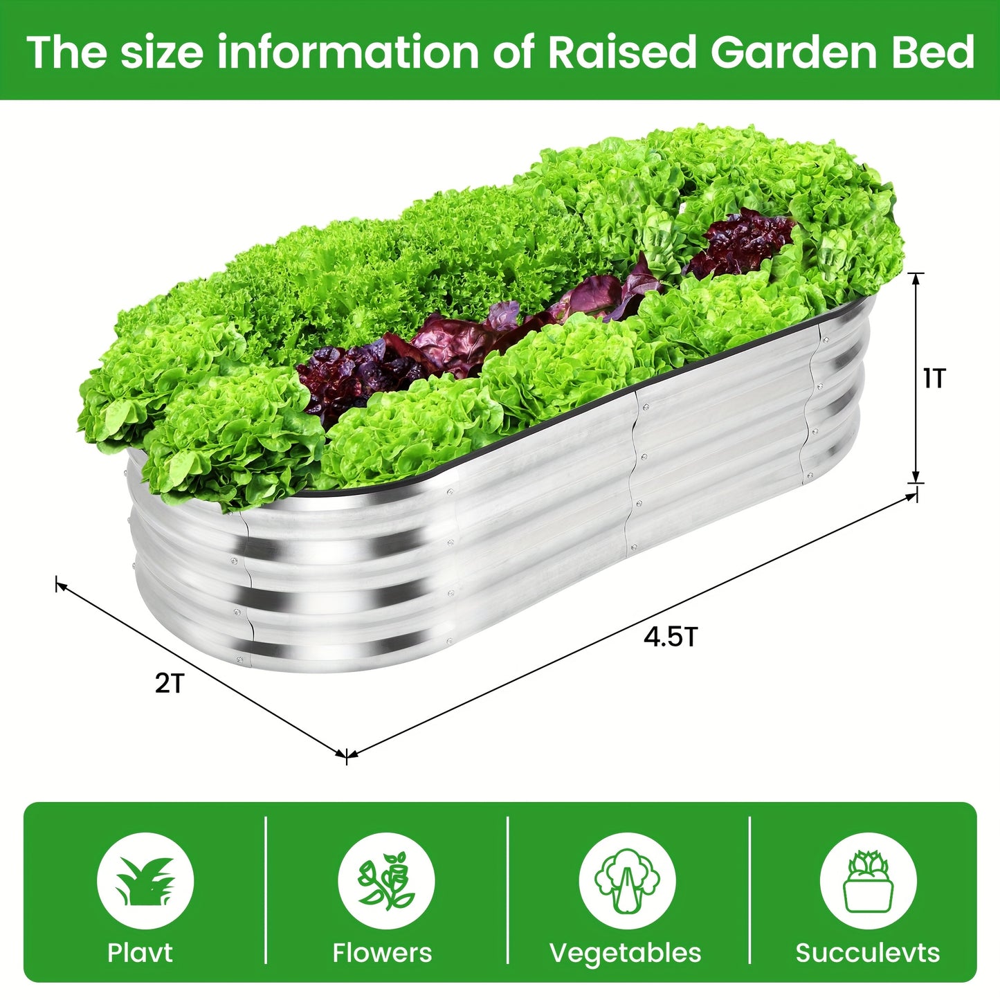 Oval Galvanized Steel Raised Garden Beds Planter Boxes