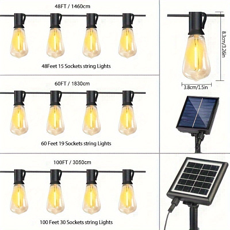 Solar Powered Outdoor String Lights With Remote LED Bulbs