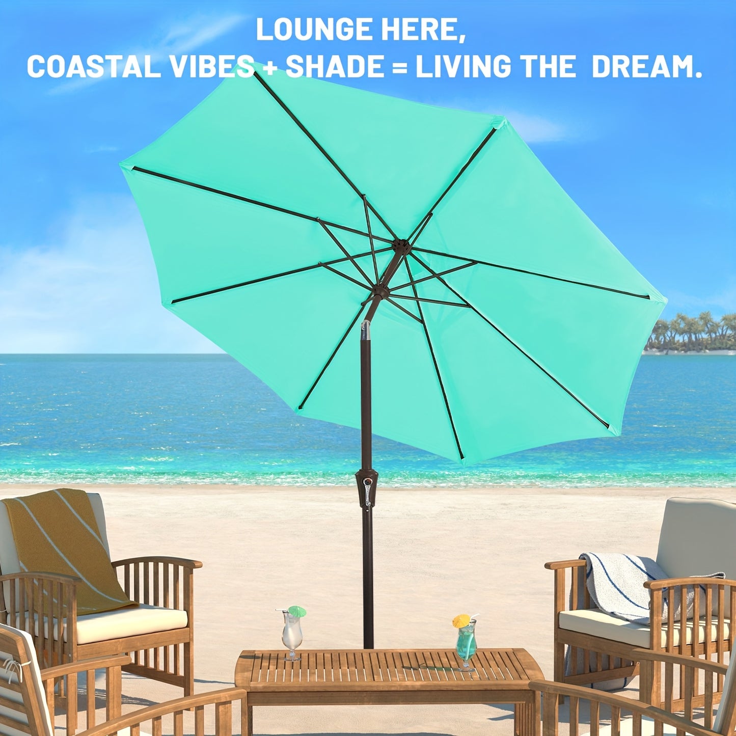 Adjustable Patio Sunshade Umbrella With Crank Tilt Mechanism