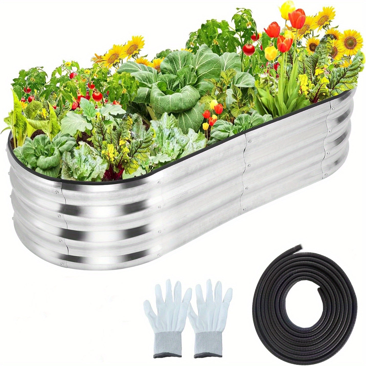 Oval Galvanized Steel Raised Garden Beds Planter Boxes
