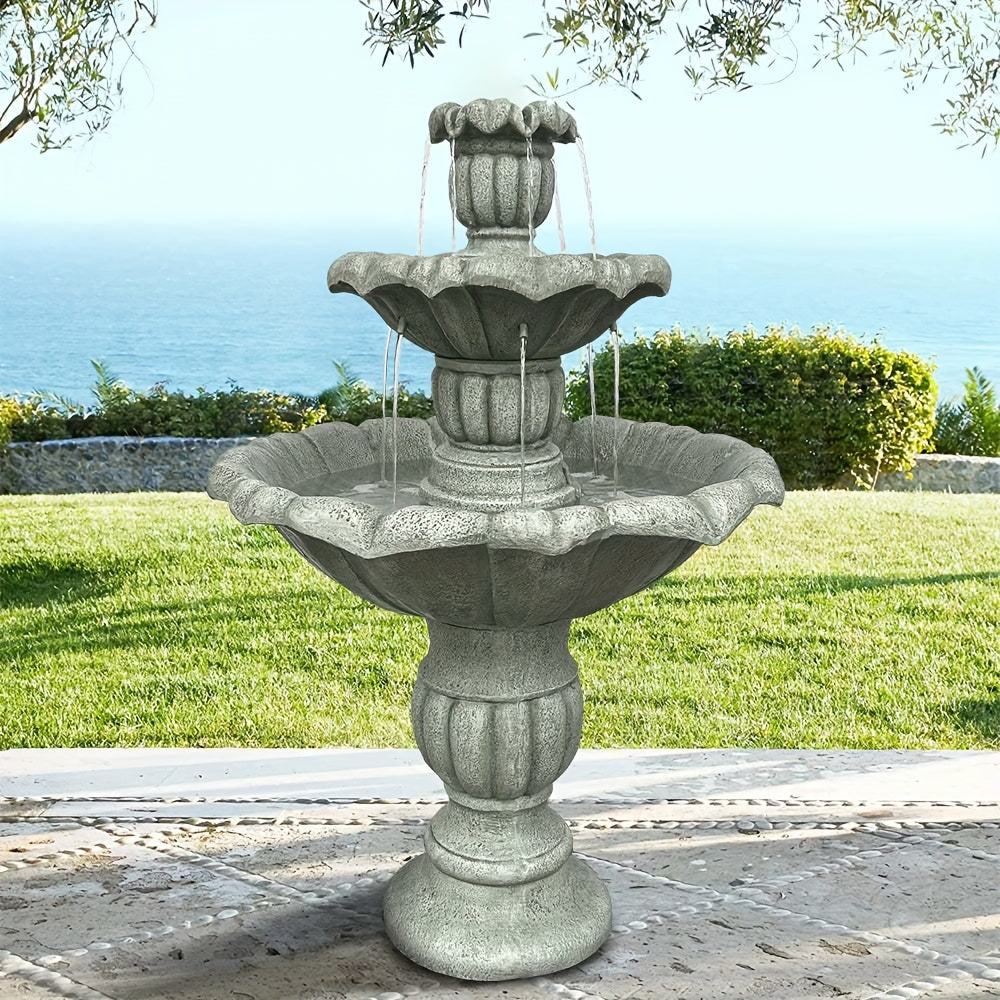 Stylish 3-Tier Pagoda Waterfall Bird Bath Fountain