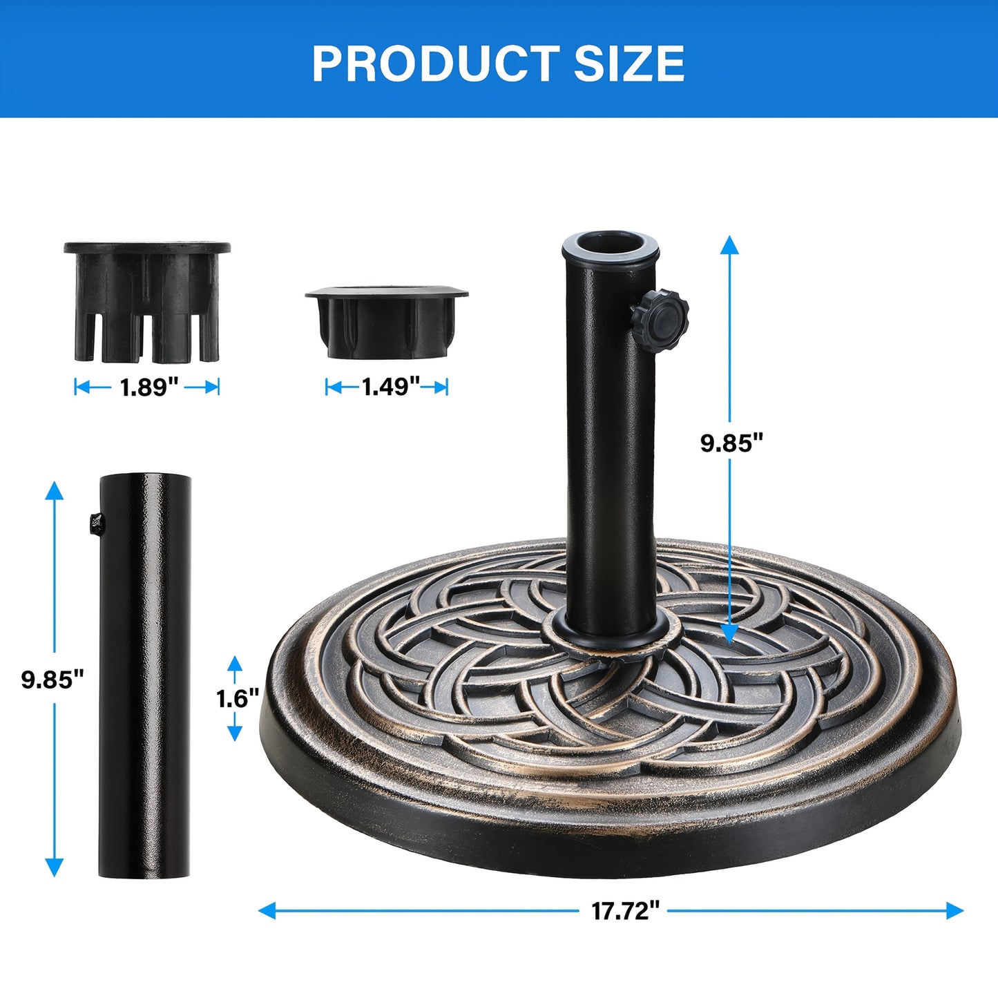Heavy Duty Resin Umbrella Base With Adjustable Clamps