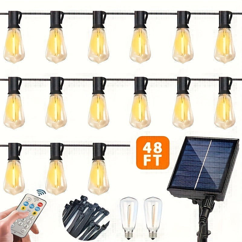 Solar Powered Outdoor String Lights With Remote LED Bulbs
