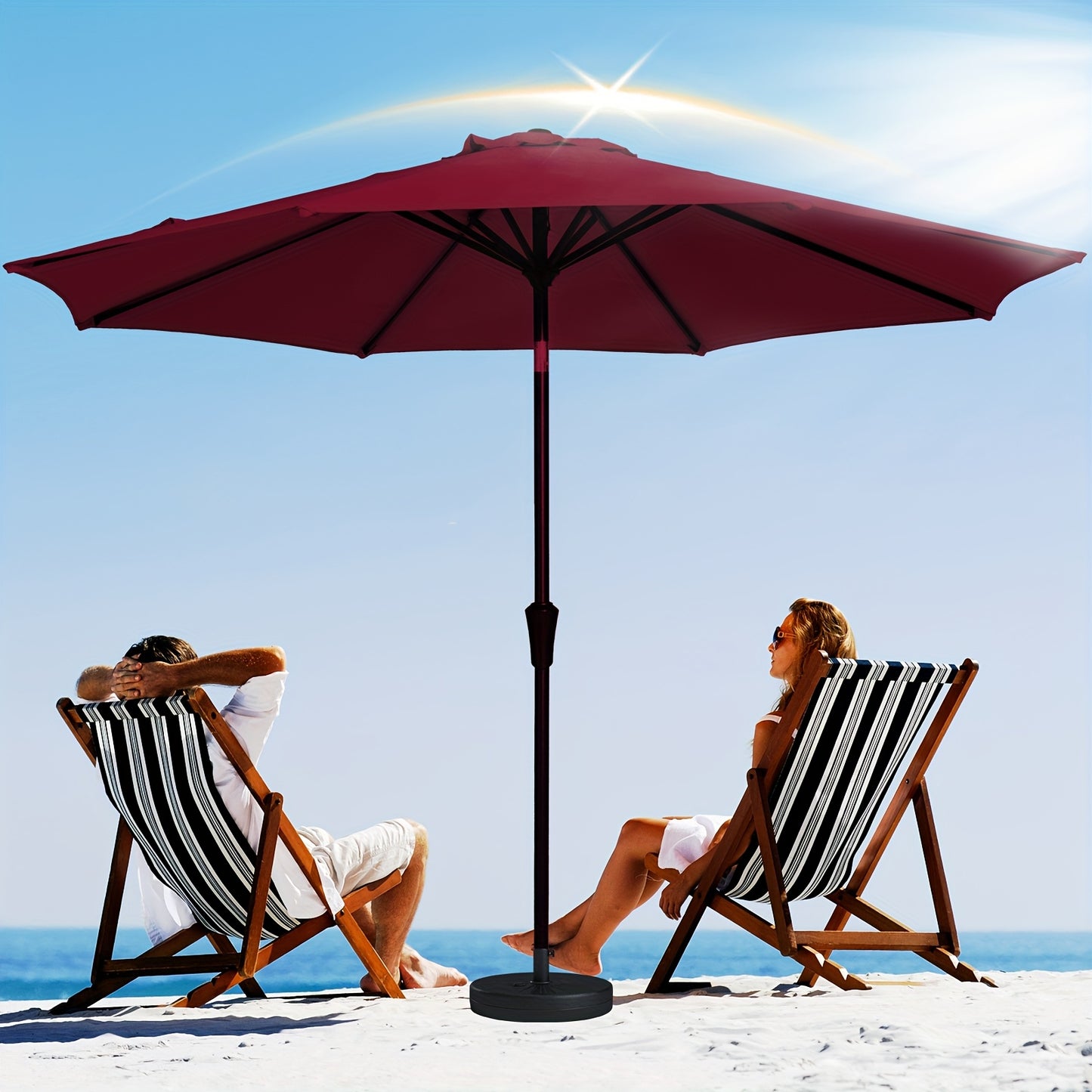 Adjustable Patio Sunshade Umbrella With Crank Tilt Mechanism