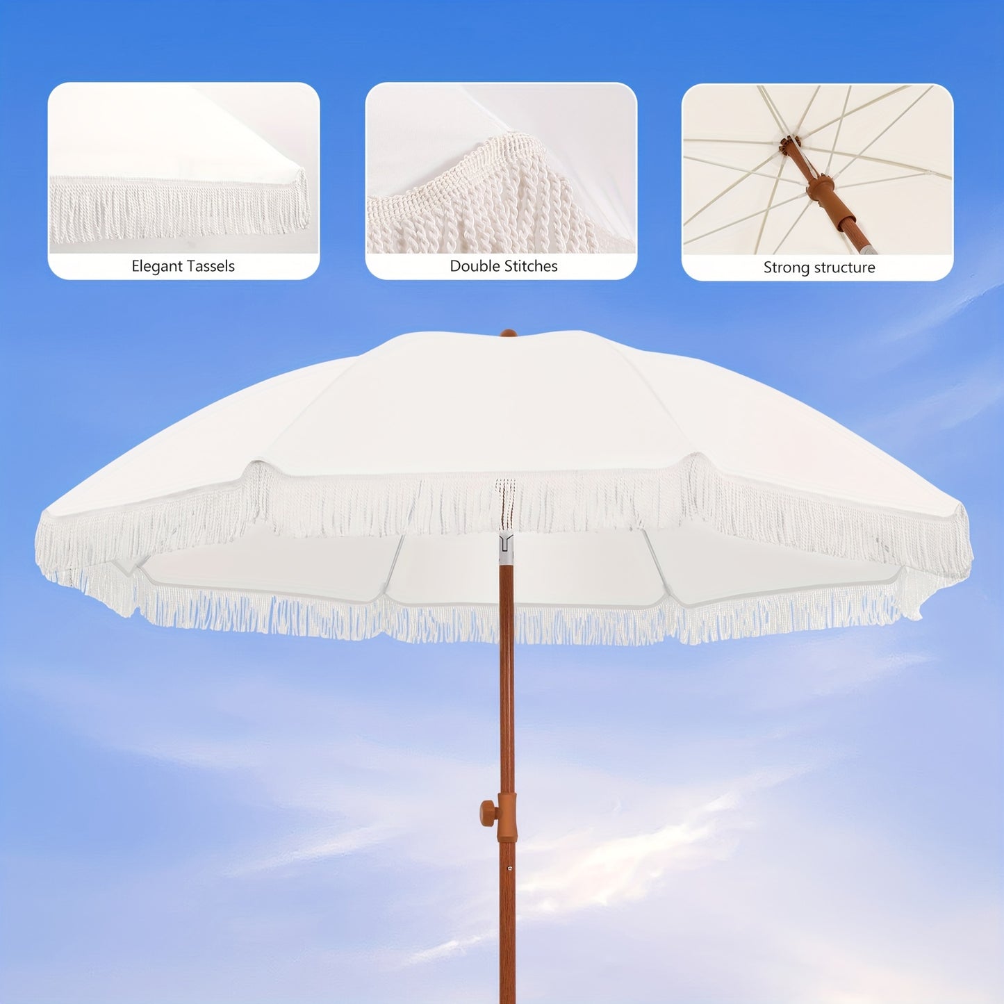 Patio Umbrella With UPF 50 Protection Tilt Push Button