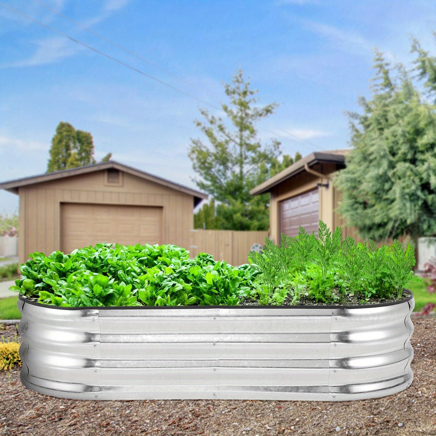 Oval Galvanized Steel Raised Garden Beds Planter Boxes