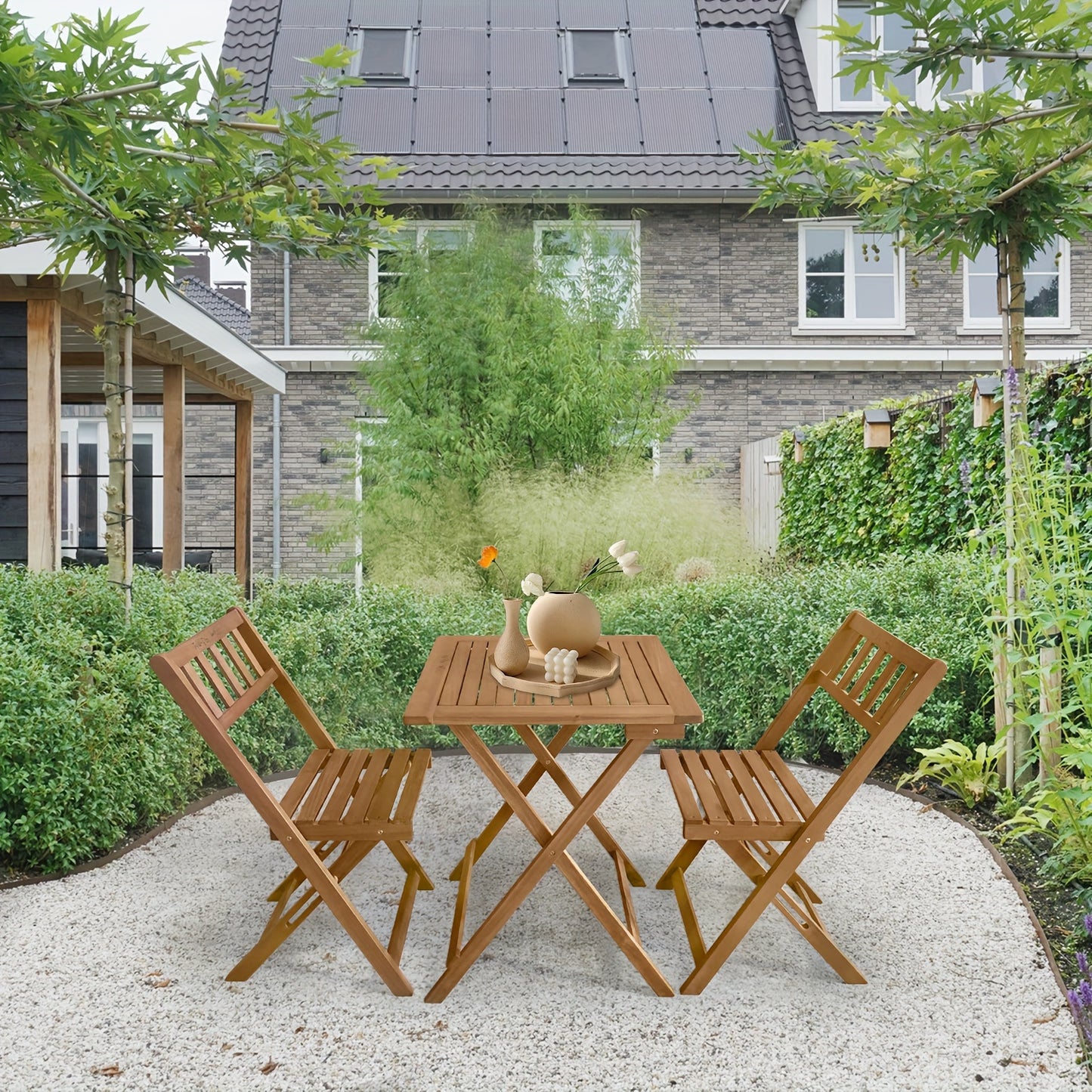 Rustic Foldable Wooden Patio Dining Set for Outdoor Spaces