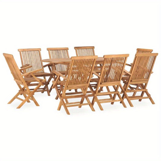 Solid Teak Folding Patio Dining Set For Outdoor Gatherings