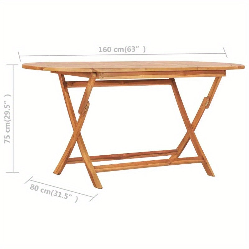 Solid Teak Folding Patio Dining Set For Outdoor Gatherings