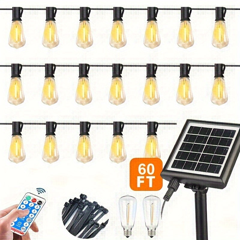 Solar Powered Outdoor String Lights With Remote LED Bulbs