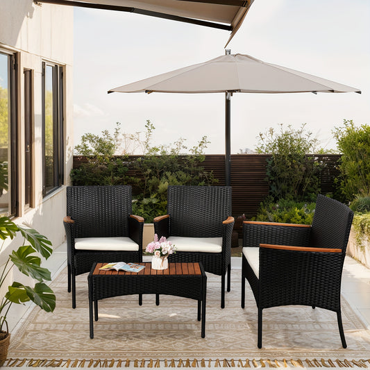 Celebalcony Outdoor Wicker Patio Conversation Furniture Set