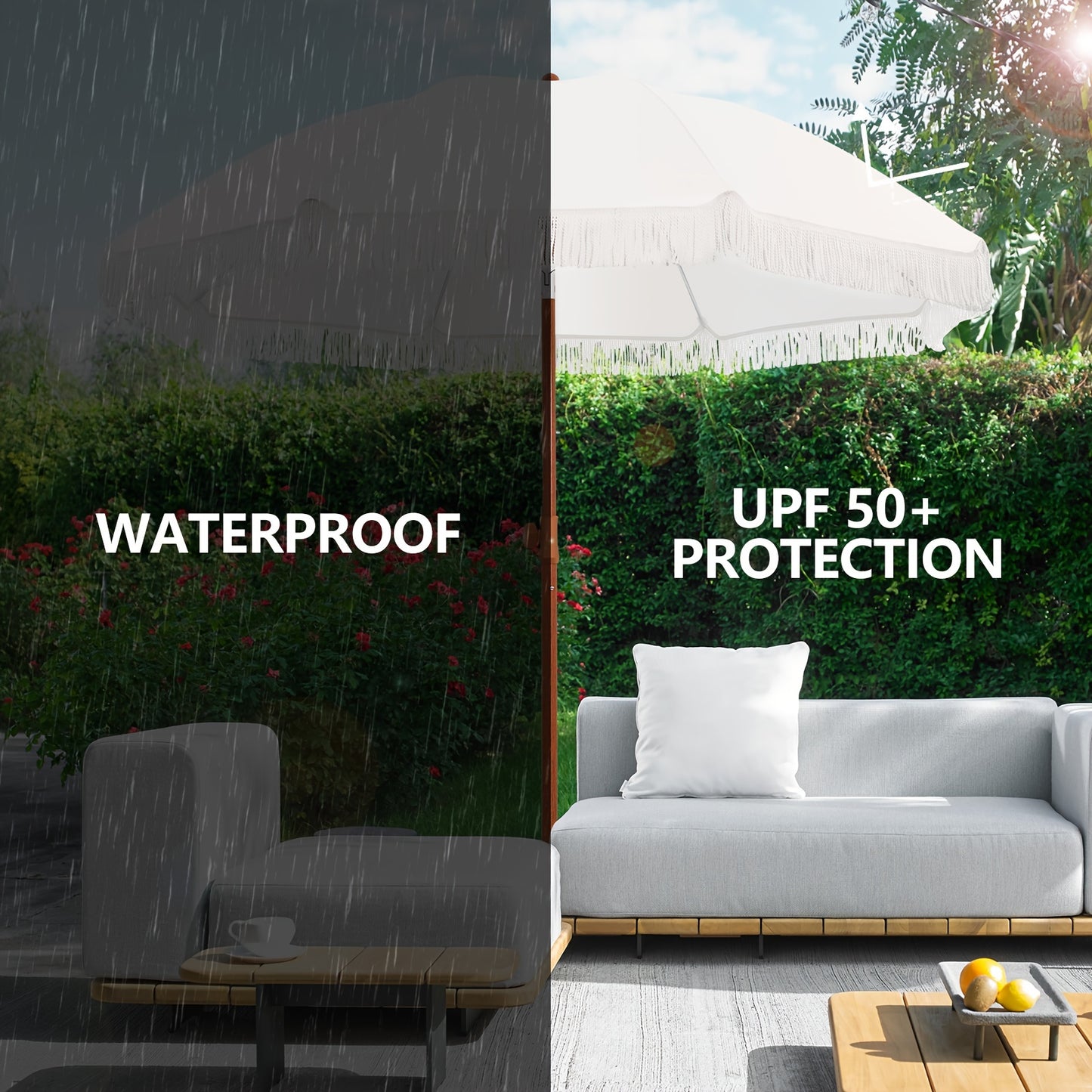 Patio Umbrella With UPF 50 Protection Tilt Push Button