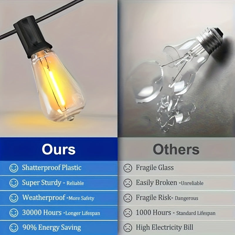 Solar Powered Outdoor String Lights With Remote LED Bulbs