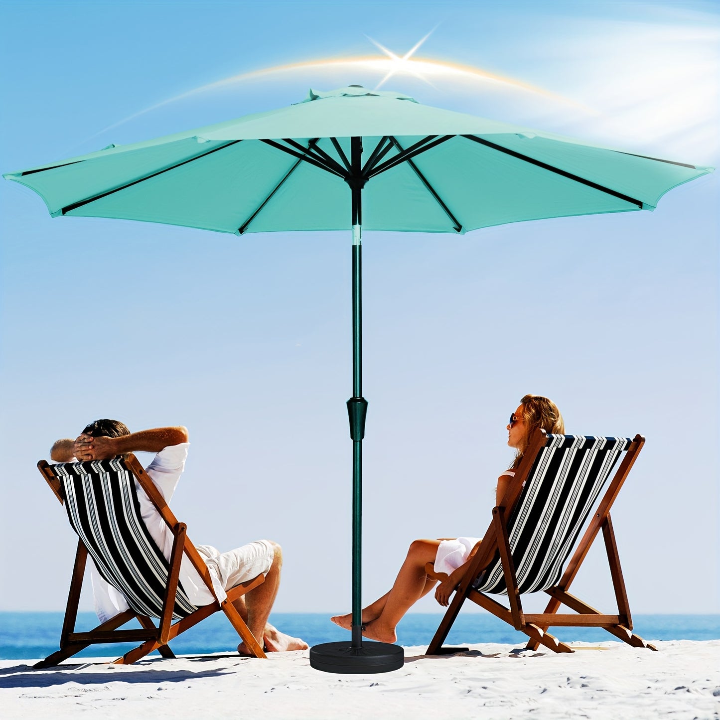 Adjustable Patio Sunshade Umbrella With Crank Tilt Mechanism
