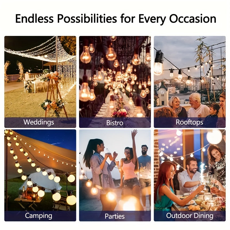 Solar Powered Outdoor String Lights With Remote LED Bulbs