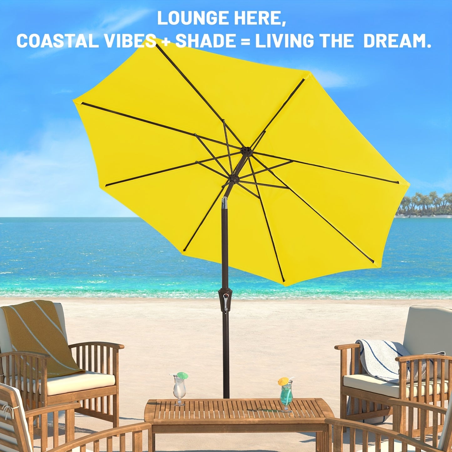 Adjustable Patio Sunshade Umbrella With Crank Tilt Mechanism