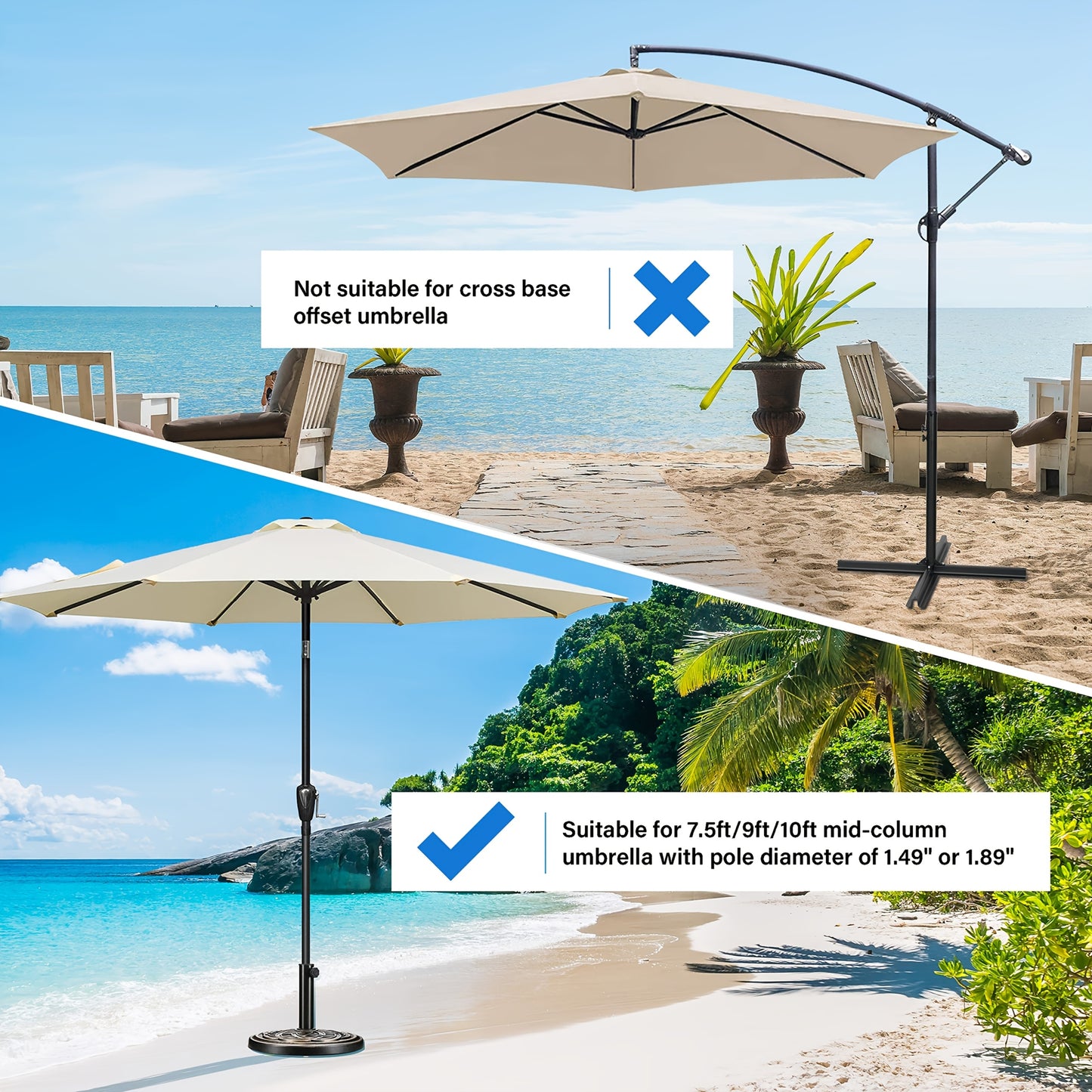 Heavy Duty Resin Umbrella Base With Adjustable Clamps