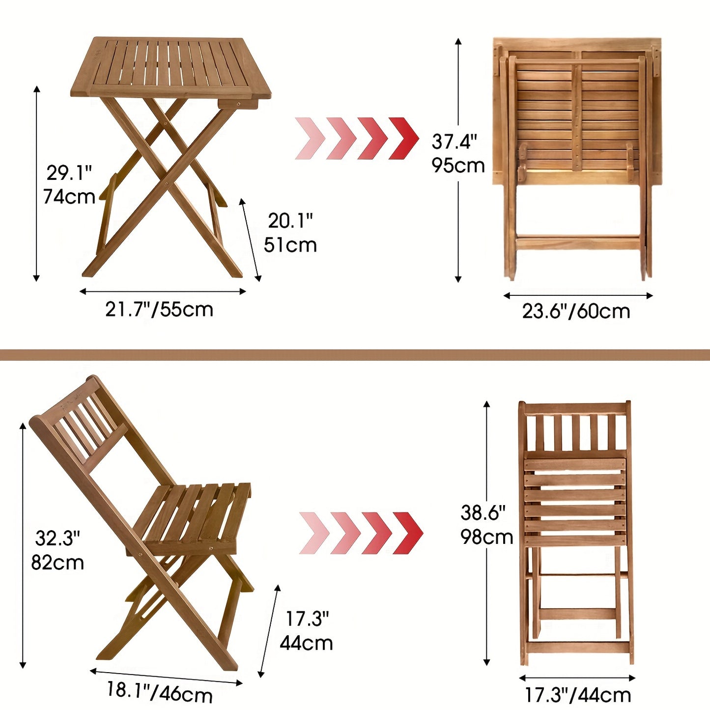 Rustic Foldable Wooden Patio Dining Set for Outdoor Spaces