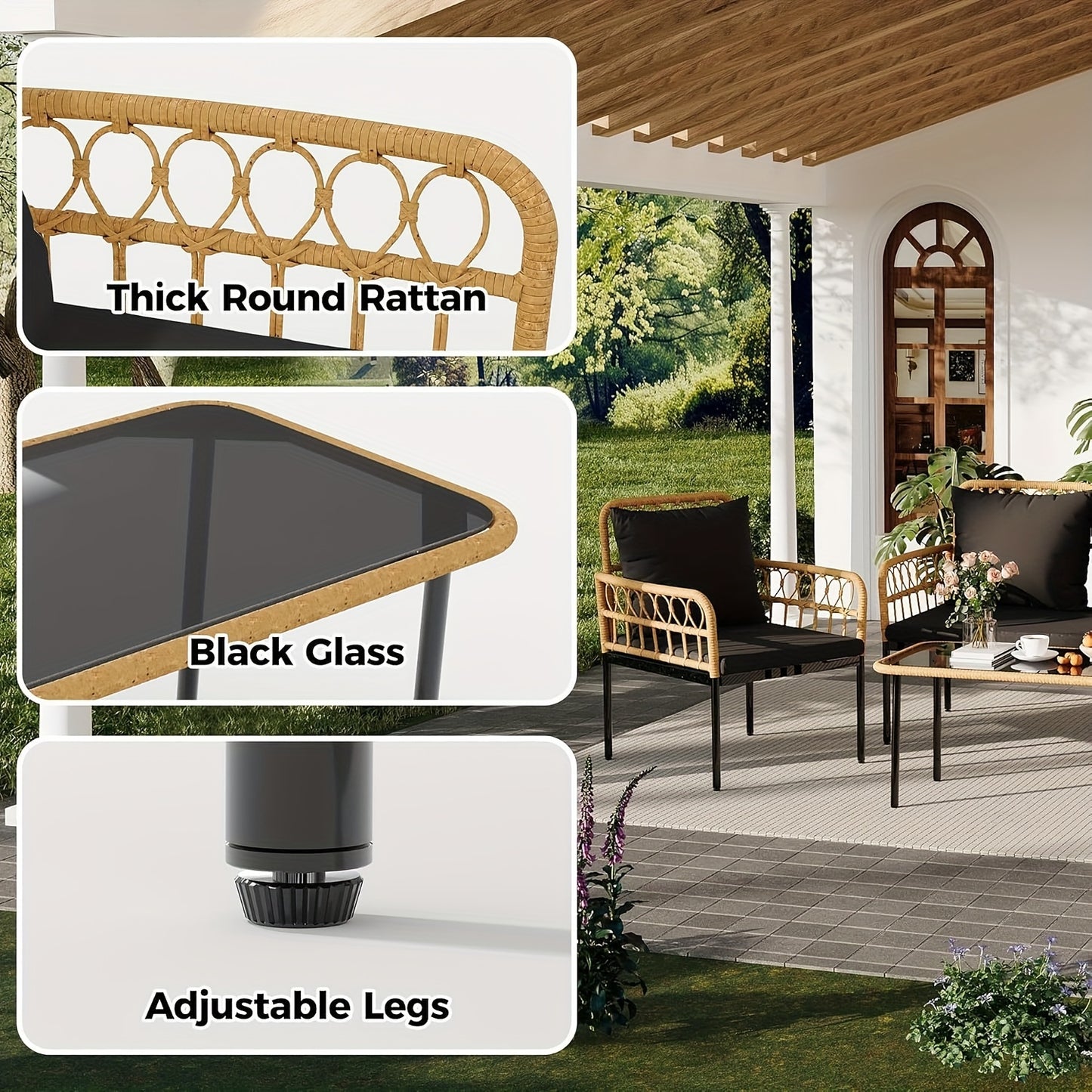 Tropow Outdoor Wicker Patio Conversation Set With Table
