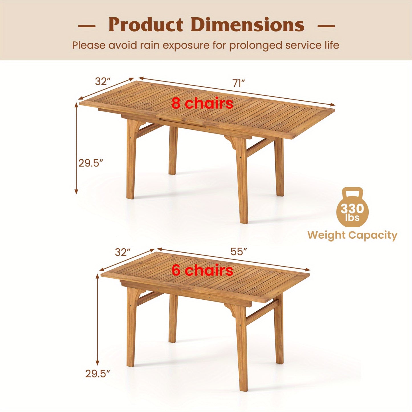 COSTWAY Expandable Outdoor Dining Table for Stylish Patio Gatherings