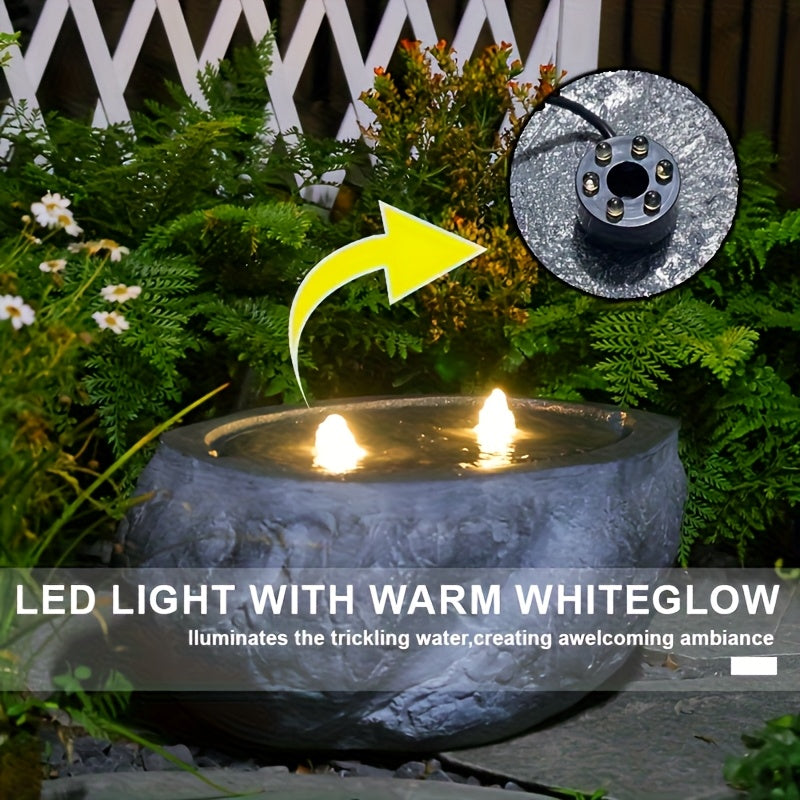 Outdoor Garden Sphere Water Fountain with Lights and Pump