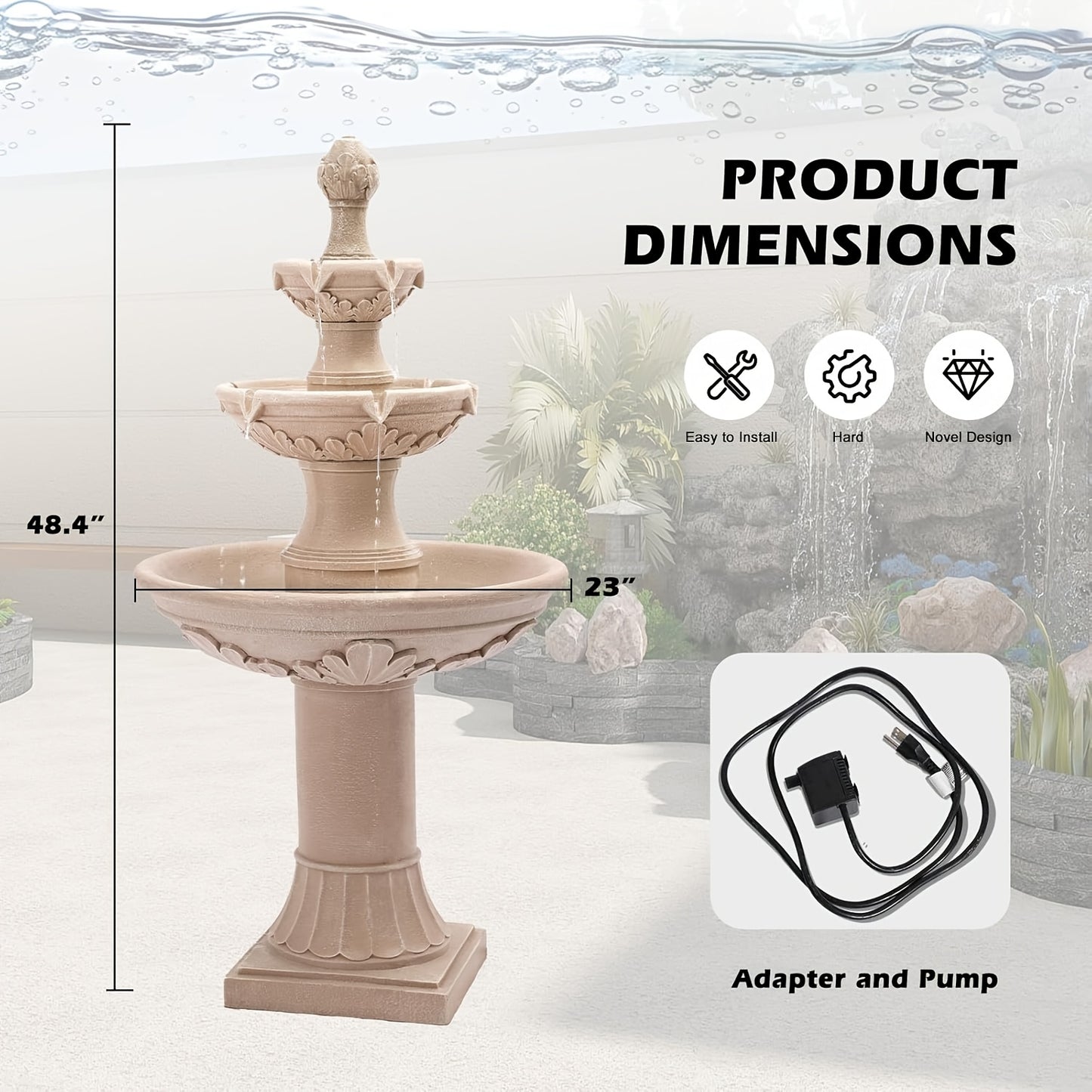 Elegant Outdoor Pineapple Italian Cascading Garden Fountain