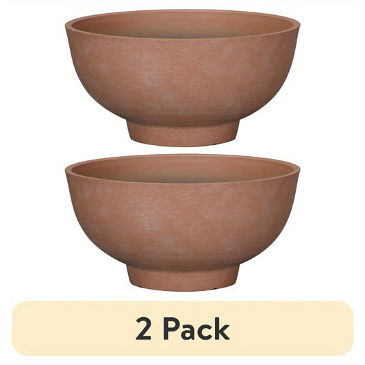 (2 pack)Terracotta Recycled Resin Planter, 12in x 12in x 6in