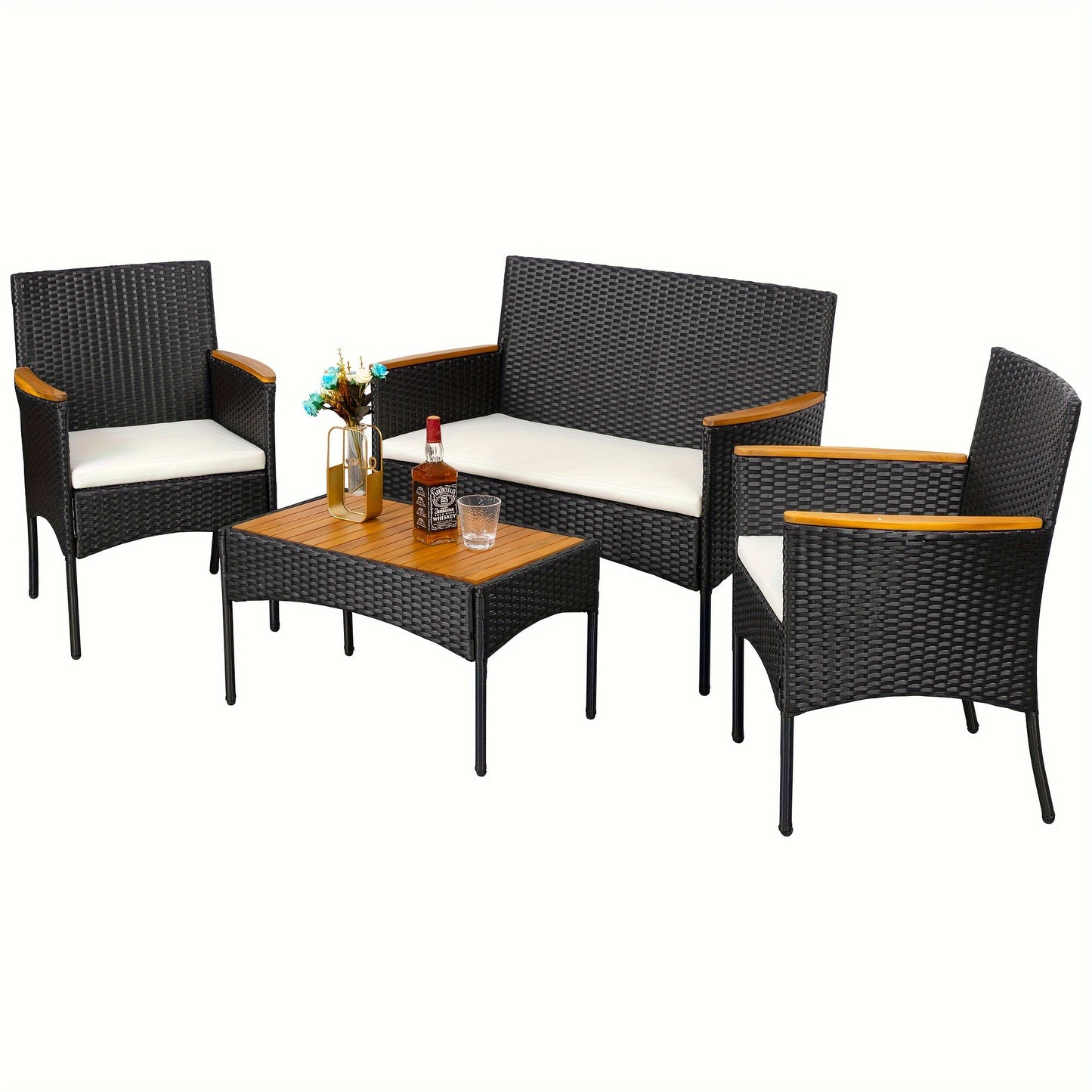 Celebalcony Outdoor Wicker Patio Conversation Furniture Set