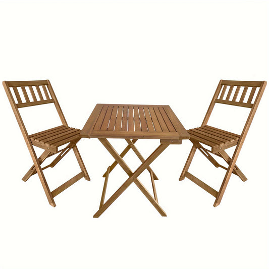 Rustic Foldable Wooden Patio Dining Set for Outdoor Spaces