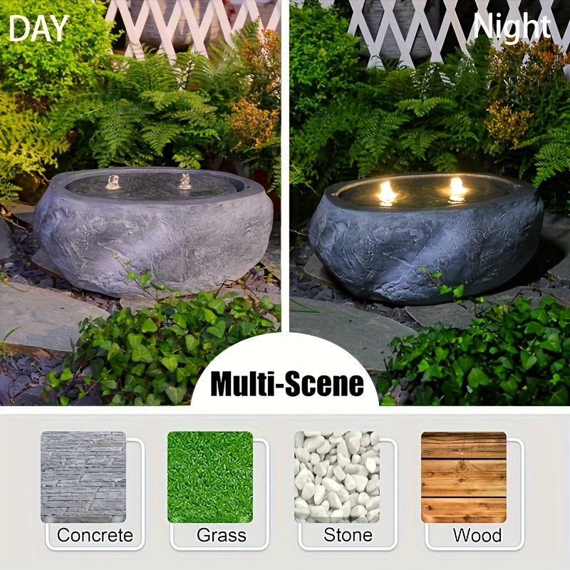 Outdoor Garden Sphere Water Fountain with Lights and Pump