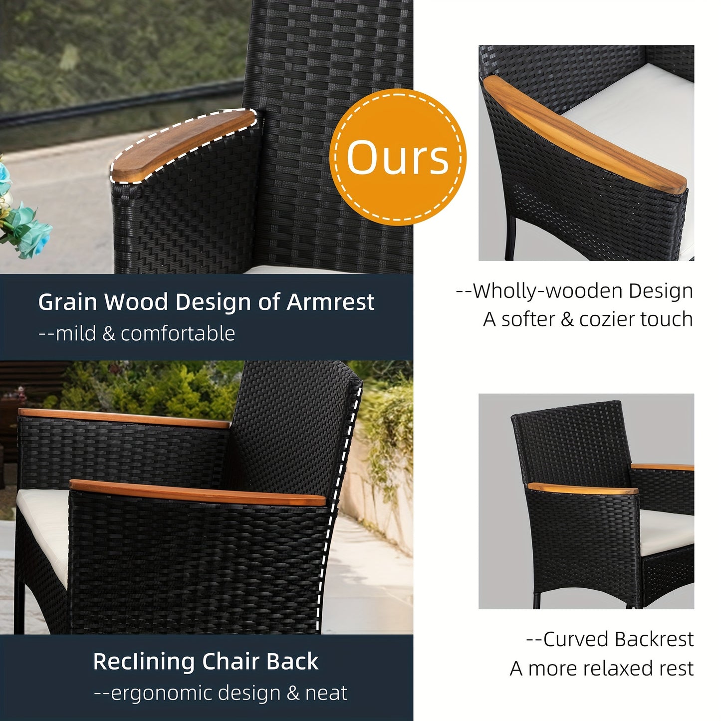 Celebalcony Outdoor Wicker Patio Conversation Furniture Set