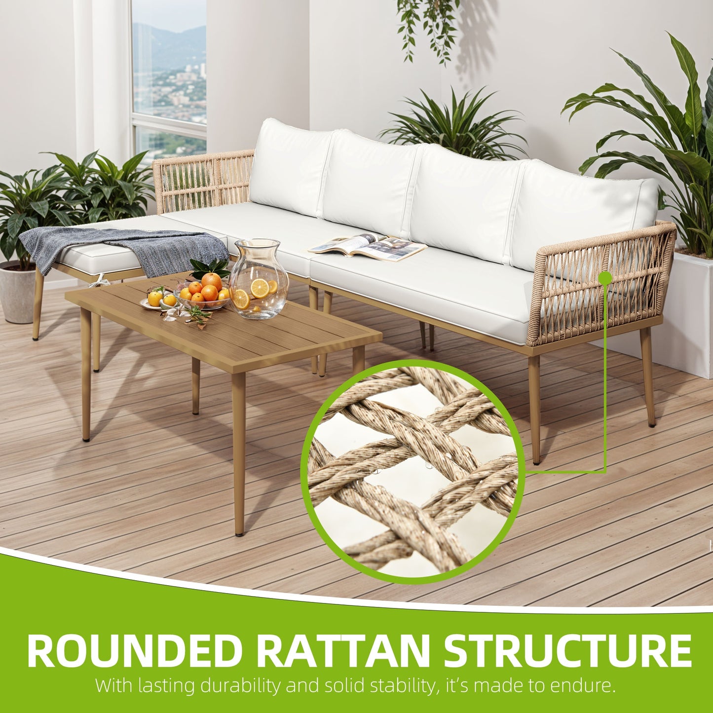 Xelsyo Outdoor Sectional Sofa Set With Coffee Table
