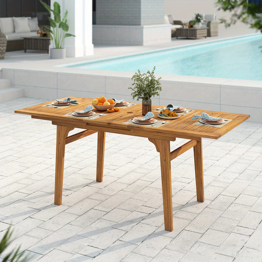 COSTWAY Expandable Outdoor Dining Table for Stylish Patio Gatherings