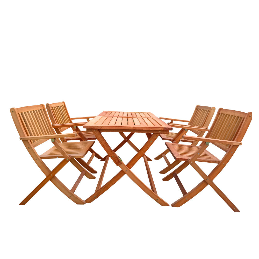 Foldable Patio Dining Set With Four Folding Chairs Easy