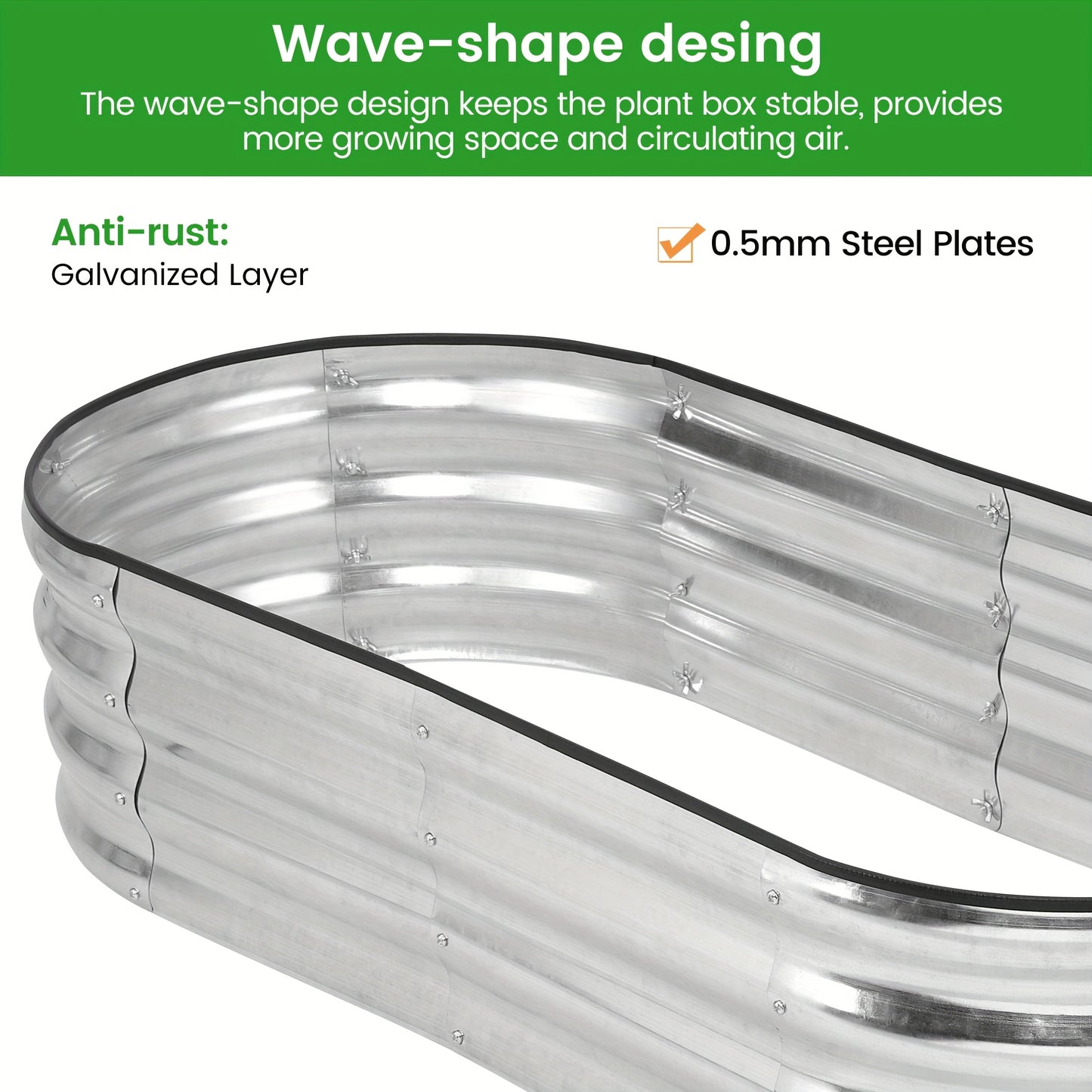 Oval Galvanized Steel Raised Garden Beds Planter Boxes