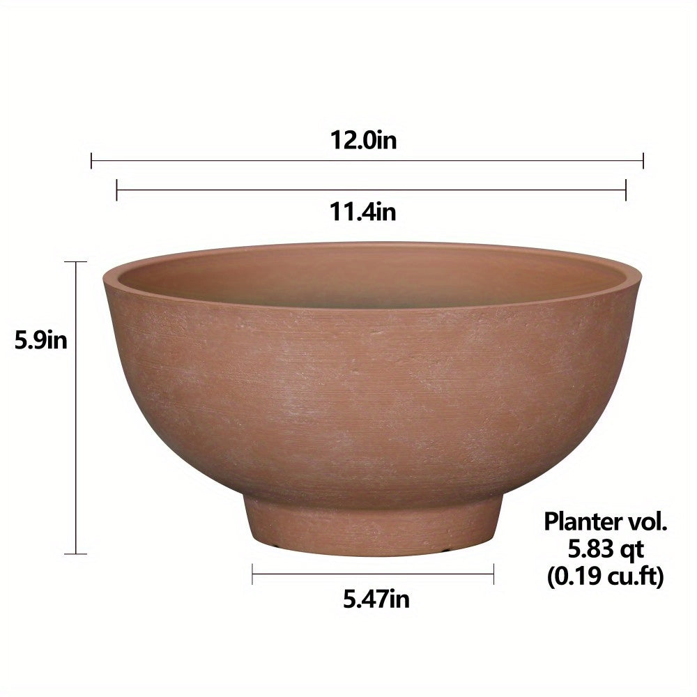(2 pack)Terracotta Recycled Resin Planter, 12in x 12in x 6in