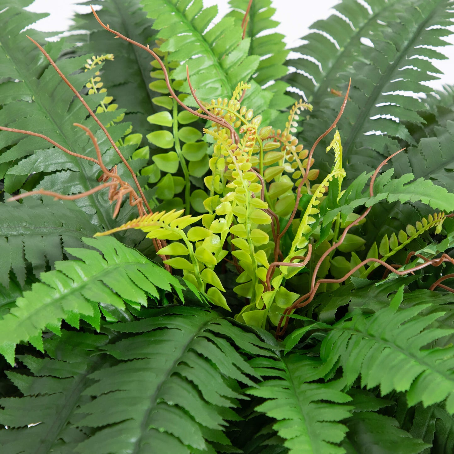 32-in Artificial Double Boston Fern in Handmade Mexican Talavera Ceramic Planter