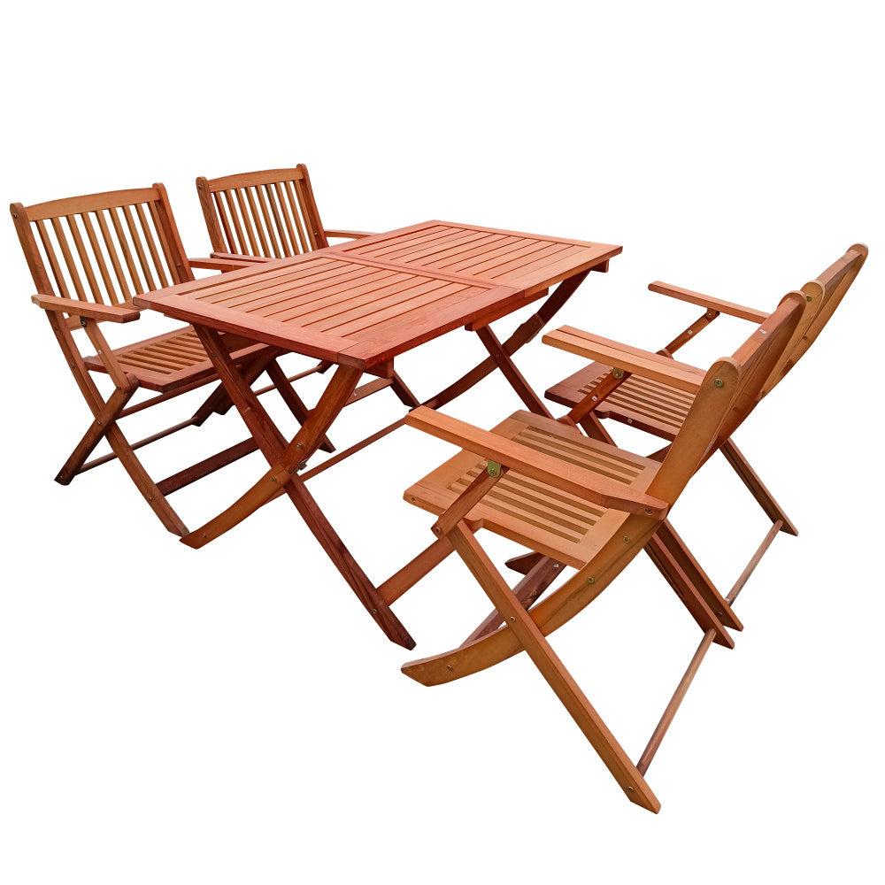 Foldable Patio Dining Set With Four Folding Chairs Easy