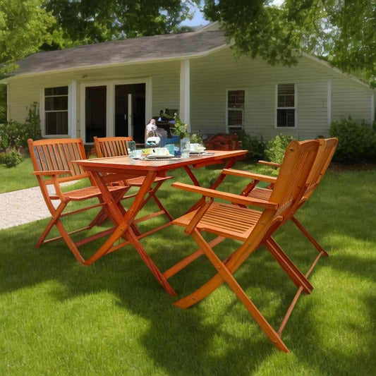 Foldable Patio Dining Set With Four Folding Chairs Easy