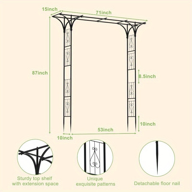 Elegant Metal Garden Arch Arbor With Lattice For Events