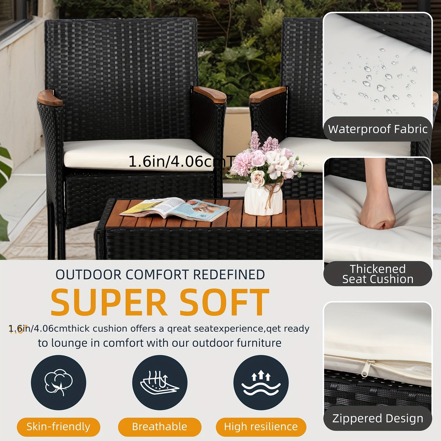 Celebalcony Outdoor Wicker Patio Conversation Furniture Set