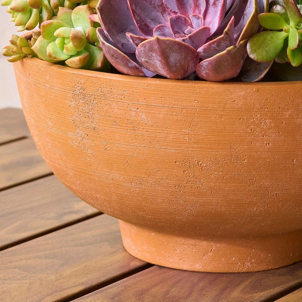 (2 pack)Terracotta Recycled Resin Planter, 12in x 12in x 6in
