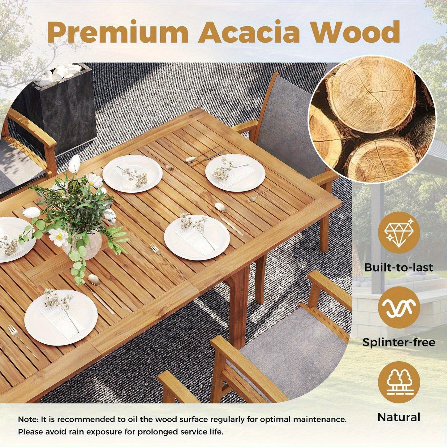 COSTWAY Expandable Outdoor Dining Table for Stylish Patio Gatherings
