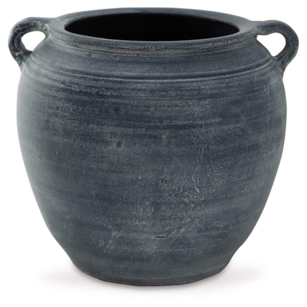 Meadie 9 in Distressed Blue Terra Cotta Urn Vase