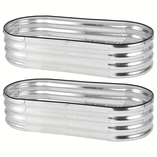Oval Galvanized Steel Raised Garden Beds Planter Boxes
